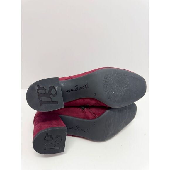 Paul Green Boots Size 7US Burgundy Sydney Italian Leather Block Heel Side Zip - Picture 10 of 10